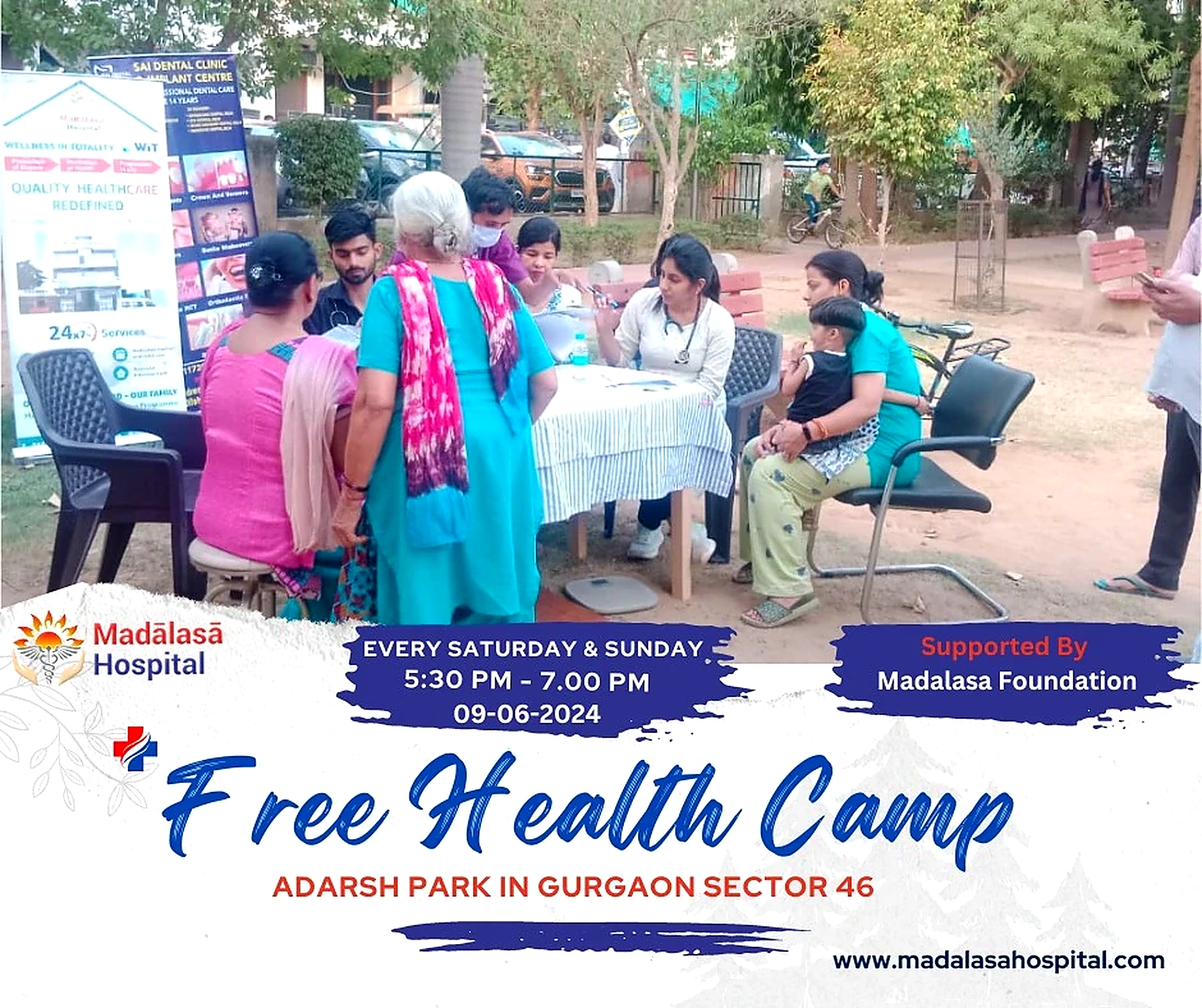 Madalasa Foundation community health camp serving patients with free medical care